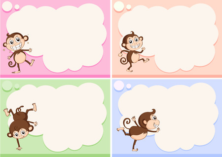 Border templates with little monkeys illustrationのイラスト素材