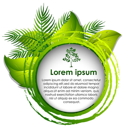 Border template with green leaves in background illustrationのイラスト素材