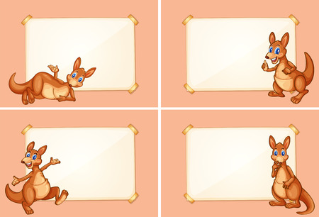 Four border templates with cute kangaroo illustrationのイラスト素材