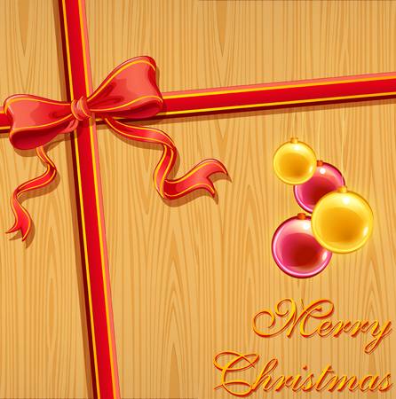 Christmas background with ribbon and ornaments illustration.のイラスト素材