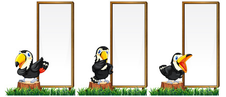 Border template with toucan birds illustrationのイラスト素材