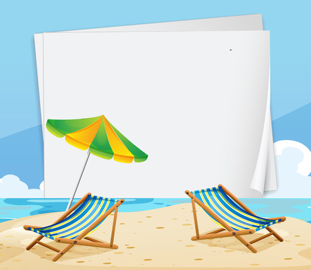Paper template with chairs on the beach illustration.のイラスト素材