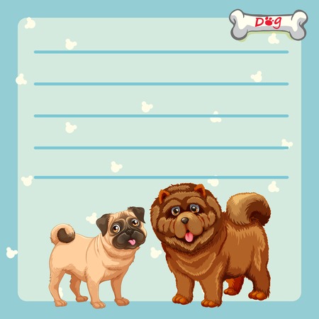 Paper design with two cute dogs illustration.のイラスト素材