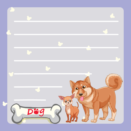 Paper template with two dogs and bone illustrationのイラスト素材