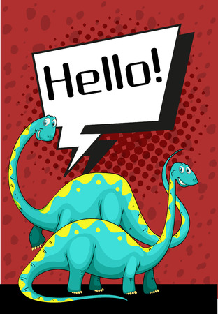 Poster design with dinosaur saying hello illustrationのイラスト素材