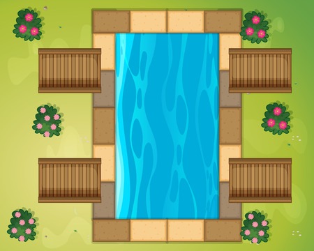 Small pool in the park illustrationのイラスト素材