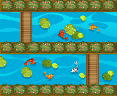 Many fish in the pool illustrationのイラスト素材