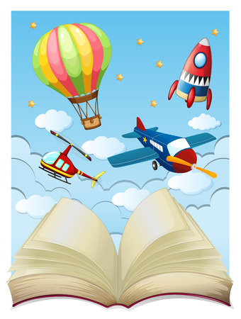 Background with aircrafts in sky illustrationのイラスト素材