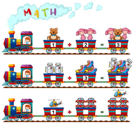 Counting numbers of toys on the train illustrationのイラスト素材