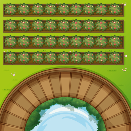 Top view of park with flowerbeds illustrationのイラスト素材