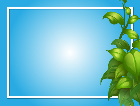 Border template with green leaves on side illustrationのイラスト素材