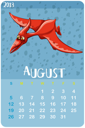 Calendar template for August  illustrationのイラスト素材