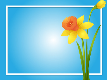Border template with yellow daffodil illustrationのイラスト素材