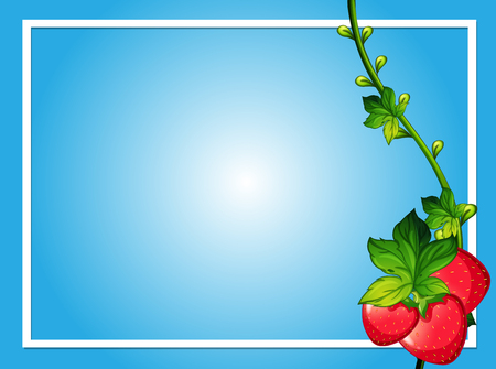 Border template with red strawberries illustrationのイラスト素材