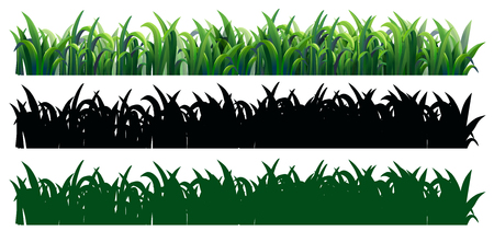 Seamless grass in three styles illustrationのイラスト素材