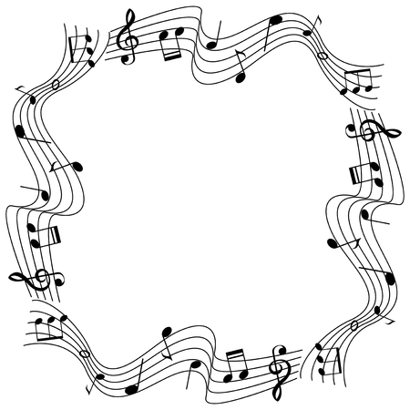 Border template with musicnotes on scale illustrationのイラスト素材