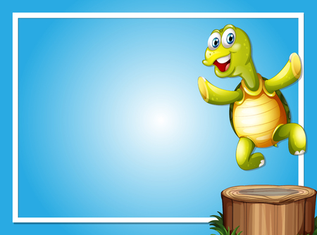 Border template with cute turtle illustrationのイラスト素材