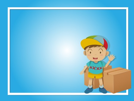 Frame design with kids waving hand illustrationのイラスト素材