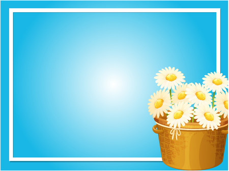 Border template with white flowers in basket illustrationのイラスト素材