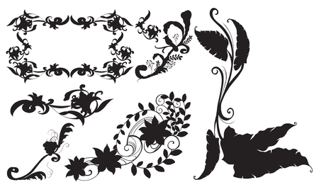 Different design for silhouette flowers illustrationのイラスト素材