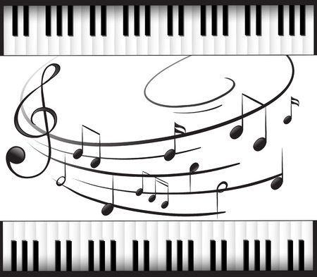 Background template with piano keyboard and music notes illustrationのイラスト素材