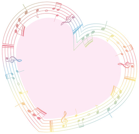 Border template with musical notes in heart shape illustrationのイラスト素材