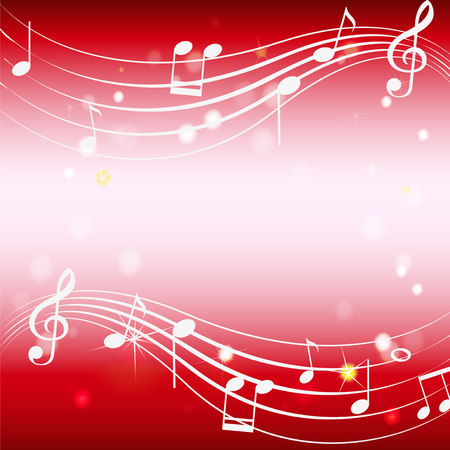 Background template with musical notes on red illustrationのイラスト素材