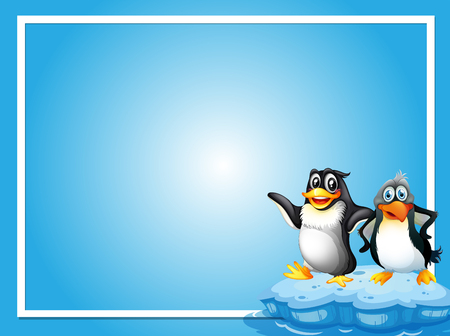 Frame template with two penquins illustrationのイラスト素材