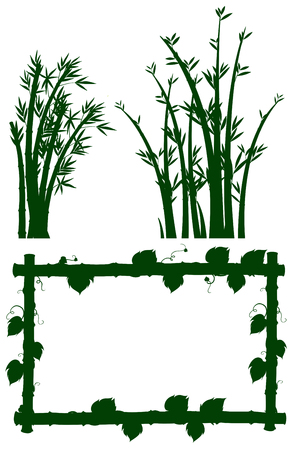 Silhouette frame with bamboo tree illustrationのイラスト素材