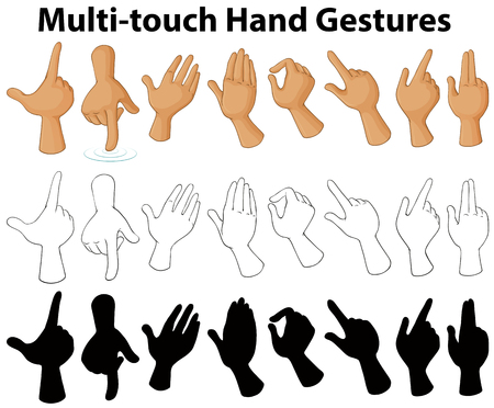 Chart showing multi-touch hand gestures illustrationのイラスト素材