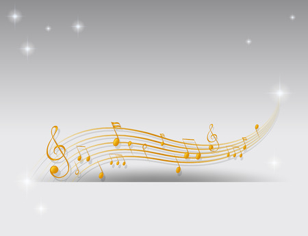 Background design with golden musical notes illustrationのイラスト素材