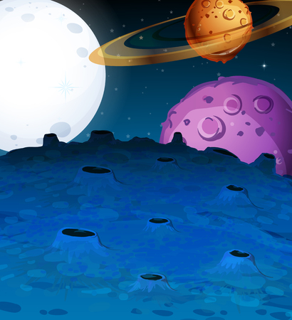 Scene with planets in galaxy illustrationのイラスト素材