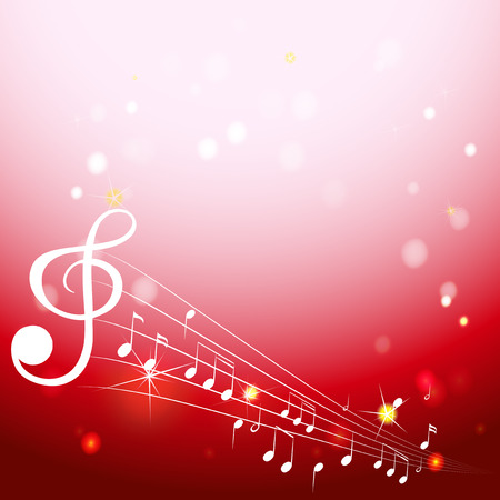 Background design with musical notes on white scales illustrationのイラスト素材