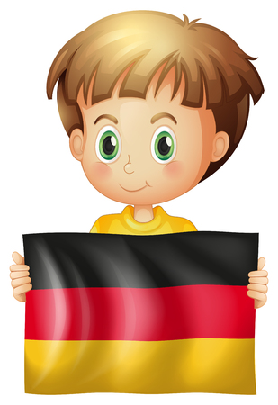 Happy boy with flag of Germany Vector illustration.のイラスト素材
