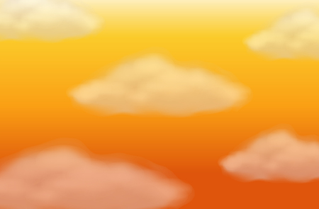 Fluffy clouds on yellow sky illustrationのイラスト素材