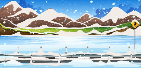 Background scene with snow on the mountains illustrationのイラスト素材