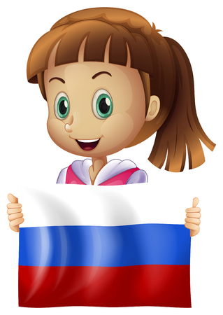 Cute girl and flag of Russia illustrationのイラスト素材