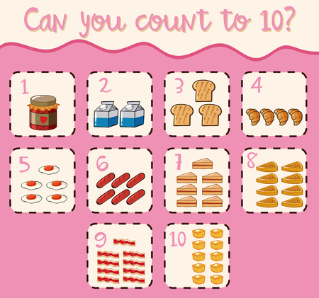 Counting to ten with different food illustrationのイラスト素材