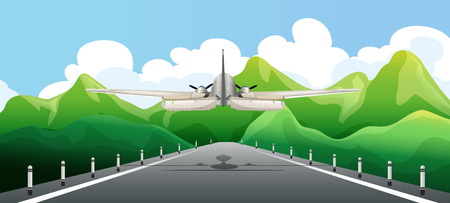 Airplane Taking off the Runway illustrationのイラスト素材