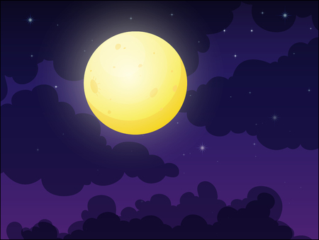 Full Moon on Cloudy Sky illustrationのイラスト素材
