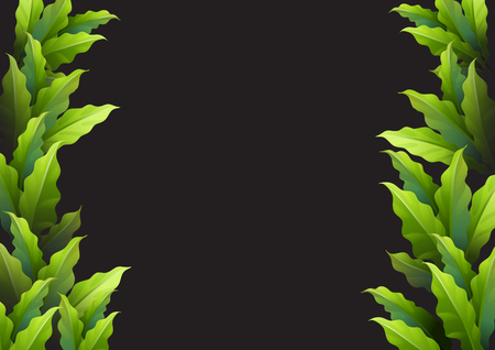 Background template with green leaves illustrationのイラスト素材