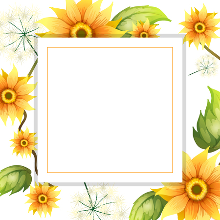 A Beautiful Sunflower Frame illustrationのイラスト素材