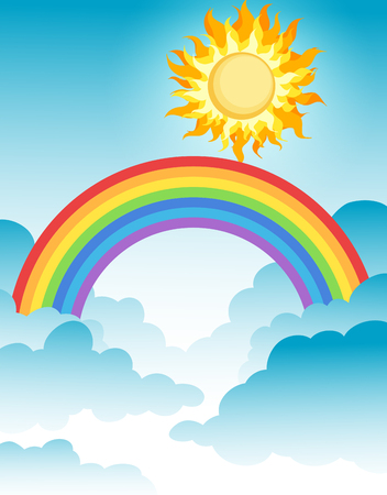 A Beautiful Rainbow Over the Sky illustrationのイラスト素材