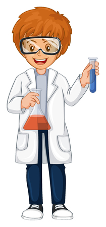 A Young Scientist on White Background illustrationのイラスト素材