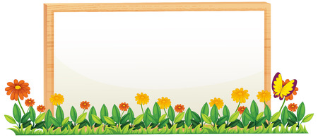 A Natural Flower Wooden Frame illustrationのイラスト素材