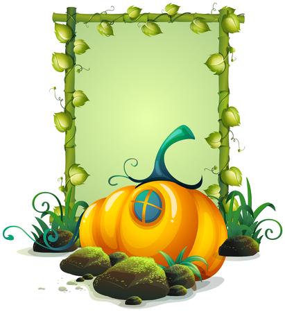 A Natural Wooden Frame and Pumpkin illustrationのイラスト素材