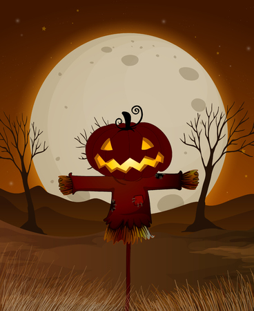 Halloween Full Moon Night Scene illustrationのイラスト素材