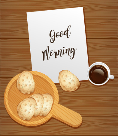 Bread and Coffee for Breakfast illustrationのイラスト素材