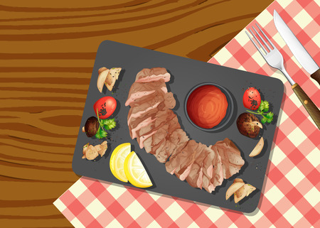 A Top View of Steak illustrationのイラスト素材