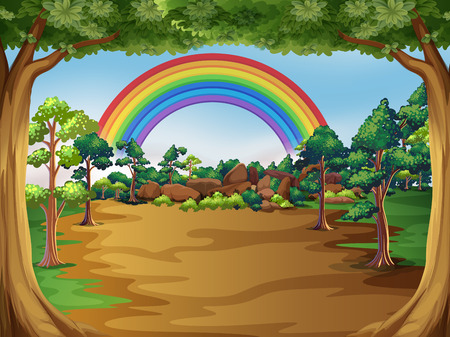 A Beautiful Forest Landscape illustrationのイラスト素材